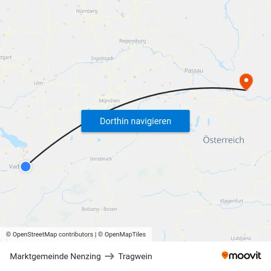 Marktgemeinde Nenzing to Tragwein map