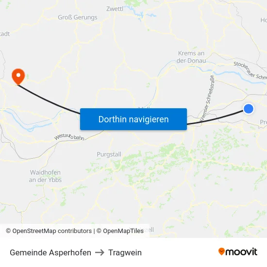 Gemeinde Asperhofen to Tragwein map