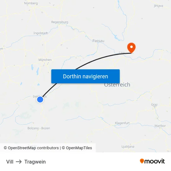 Vill to Tragwein map