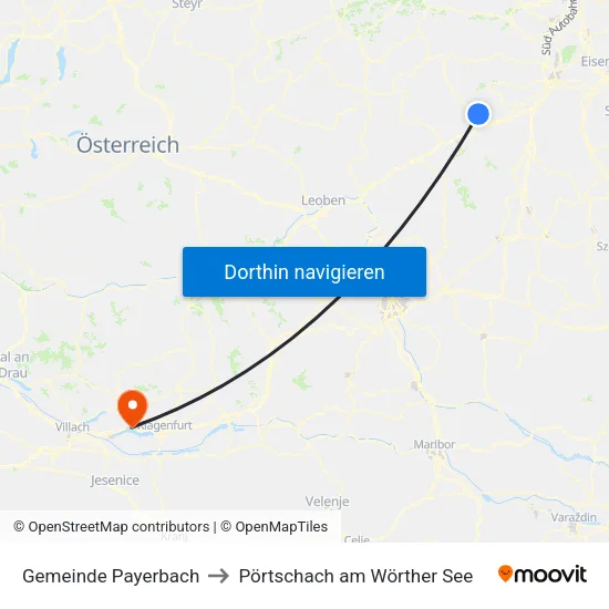 Gemeinde Payerbach to Pörtschach am Wörther See map