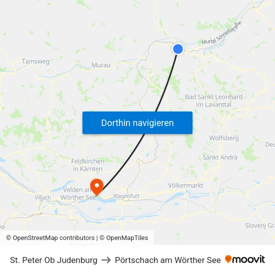 St. Peter Ob Judenburg to Pörtschach am Wörther See map