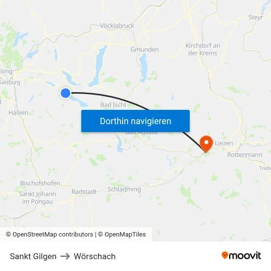 Sankt Gilgen to Wörschach map