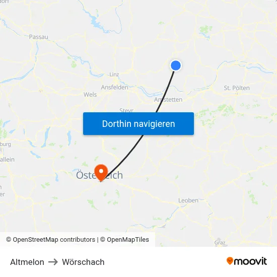 Altmelon to Wörschach map