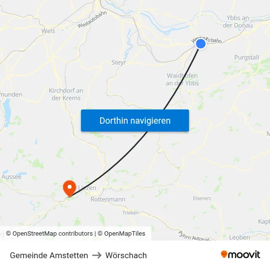 Gemeinde Amstetten to Wörschach map