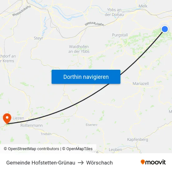 Gemeinde Hofstetten-Grünau to Wörschach map