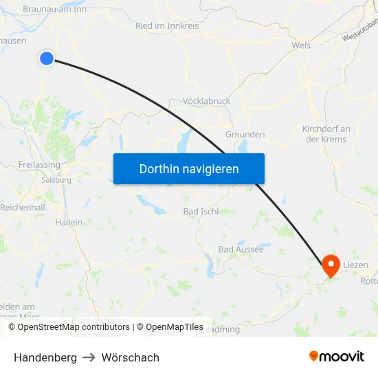 Handenberg to Wörschach map