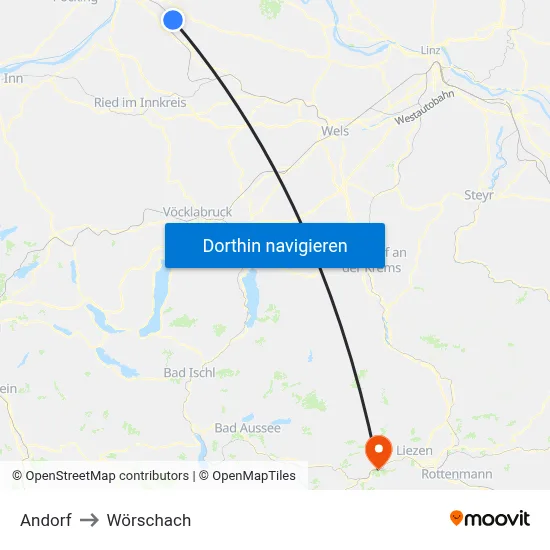Andorf to Wörschach map