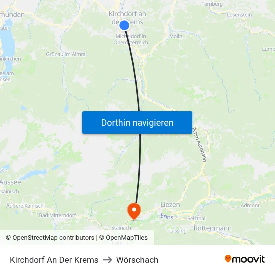 Kirchdorf An Der Krems to Wörschach map