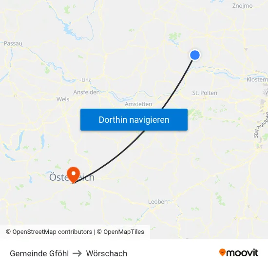 Gemeinde Gföhl to Wörschach map