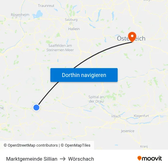 Marktgemeinde Sillian to Wörschach map