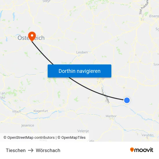 Tieschen to Wörschach map