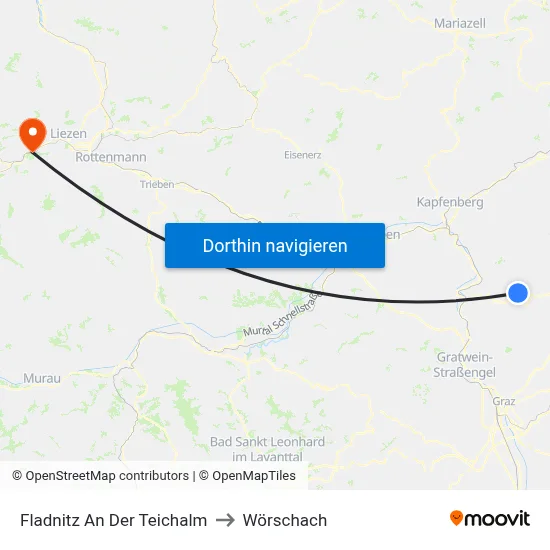 Fladnitz An Der Teichalm to Wörschach map