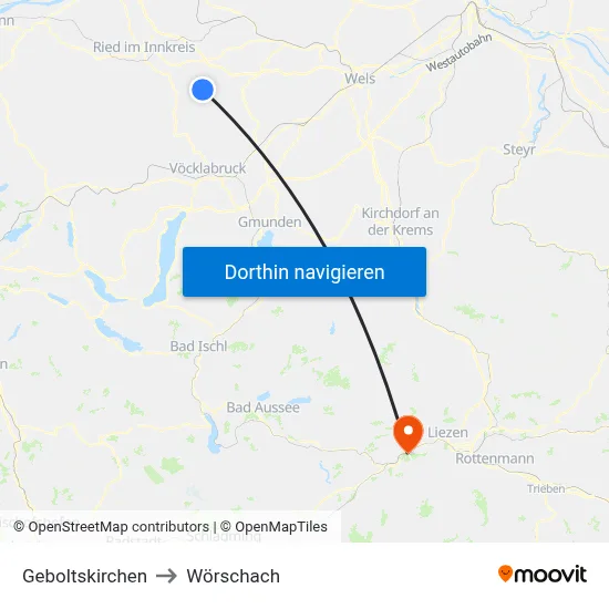 Geboltskirchen to Wörschach map
