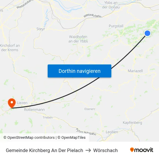 Gemeinde Kirchberg An Der Pielach to Wörschach map