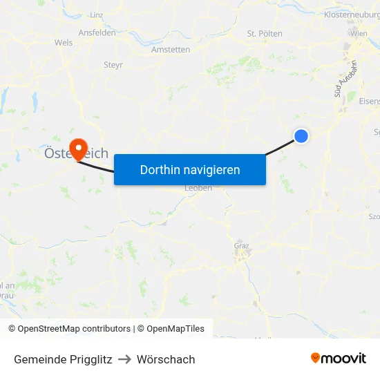 Gemeinde Prigglitz to Wörschach map