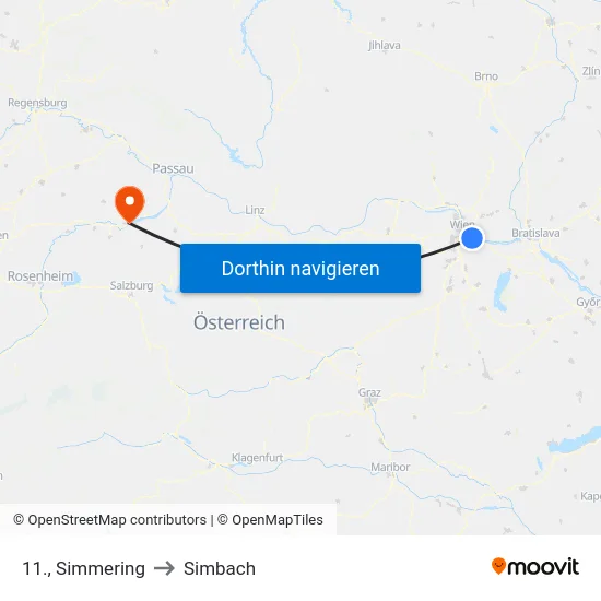 11., Simmering to Simbach map