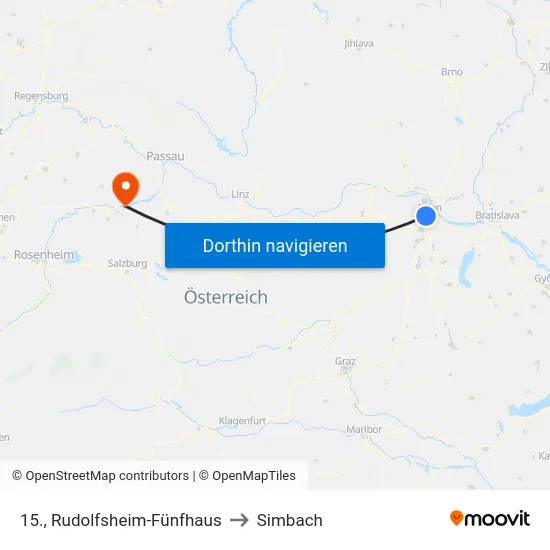 15., Rudolfsheim-Fünfhaus to Simbach map