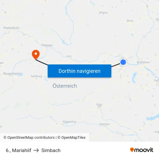 6., Mariahilf to Simbach map