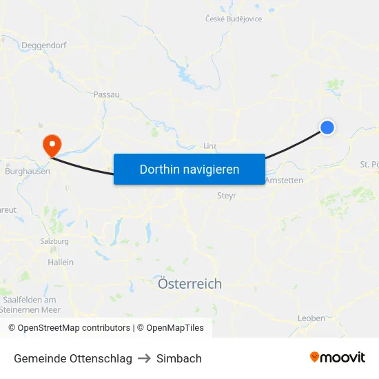 Gemeinde Ottenschlag to Simbach map