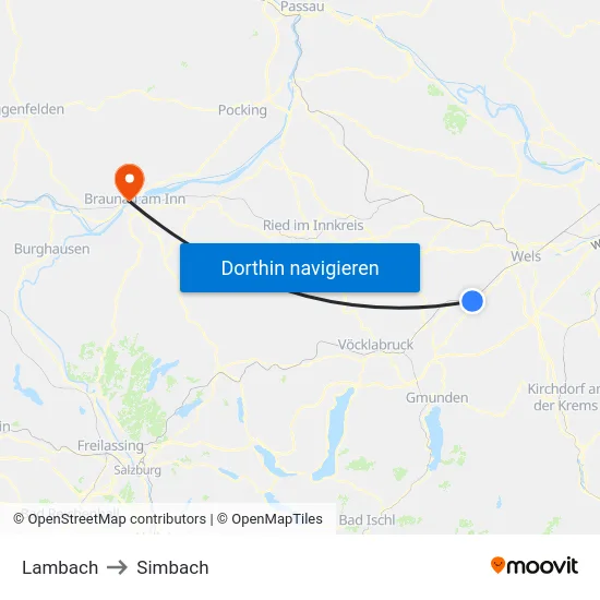 Lambach to Simbach map