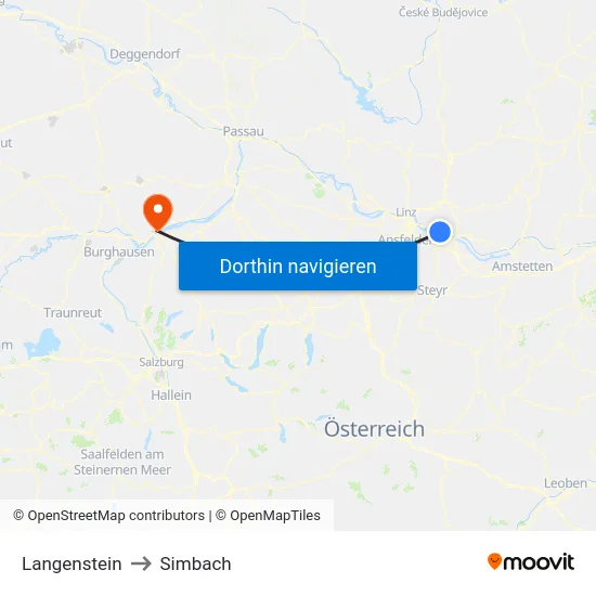 Langenstein to Simbach map