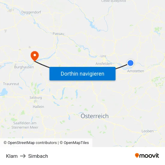 Klam to Simbach map