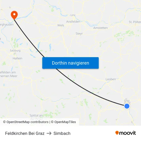 Feldkirchen Bei Graz to Simbach map