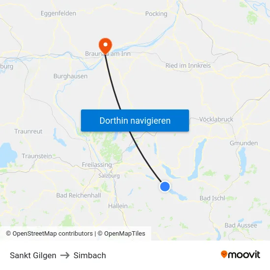 Sankt Gilgen to Simbach map