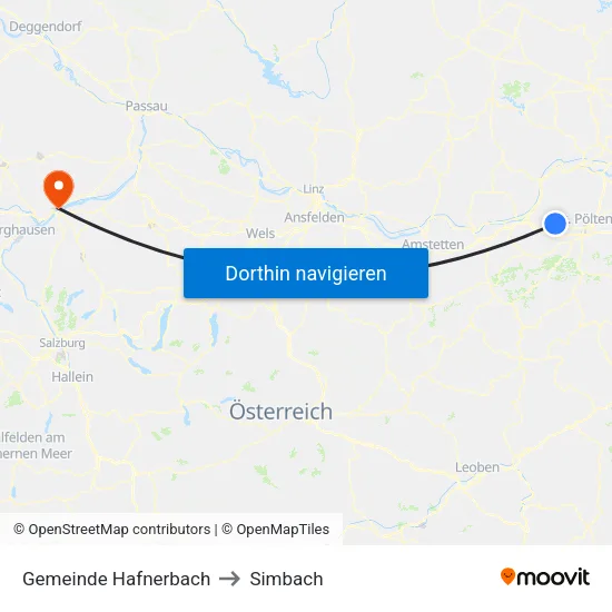 Gemeinde Hafnerbach to Simbach map