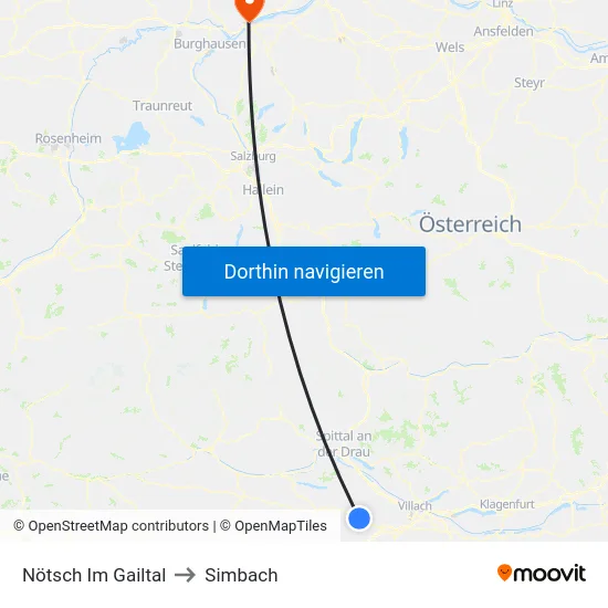 Nötsch Im Gailtal to Simbach map