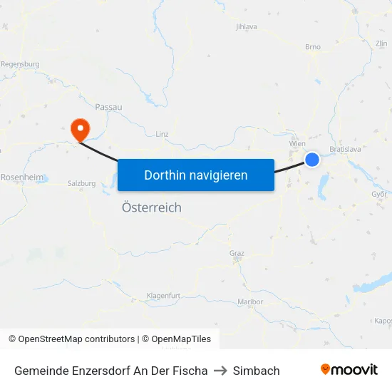 Gemeinde Enzersdorf An Der Fischa to Simbach map