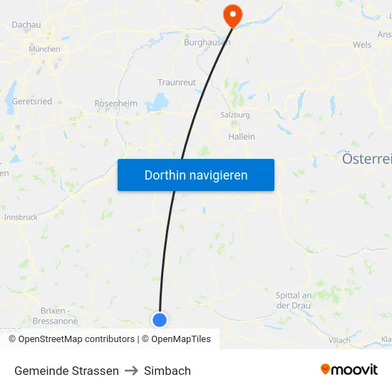 Gemeinde Strassen to Simbach map