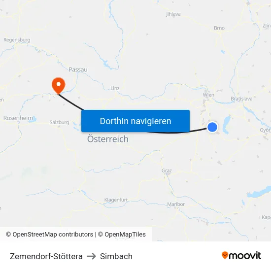 Zemendorf-Stöttera to Simbach map