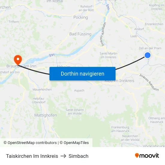 Taiskirchen Im Innkreis to Simbach map