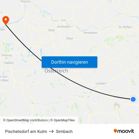 Pischelsdorf am Kulm to Simbach map
