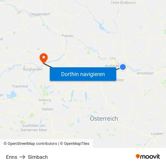 Enns to Simbach map
