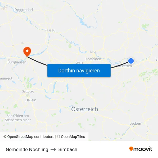 Gemeinde Nöchling to Simbach map