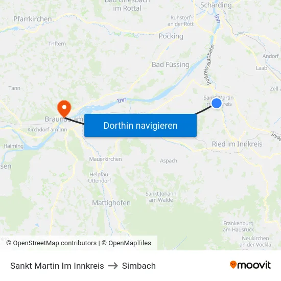 Sankt Martin Im Innkreis to Simbach map
