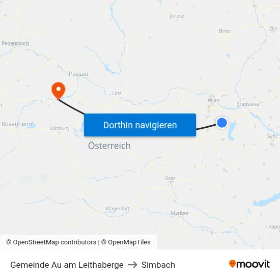 Gemeinde Au am Leithaberge to Simbach map