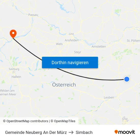 Gemeinde Neuberg An Der Mürz to Simbach map