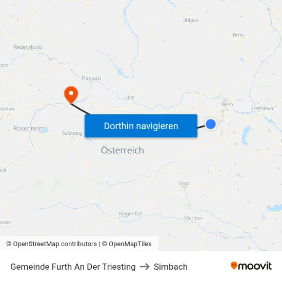 Gemeinde Furth An Der Triesting to Simbach map