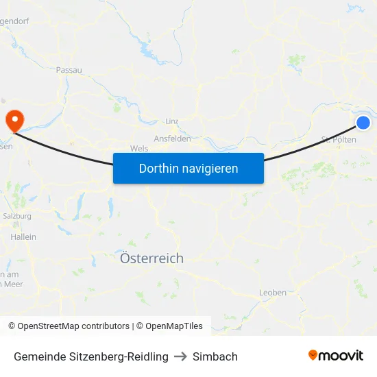Gemeinde Sitzenberg-Reidling to Simbach map