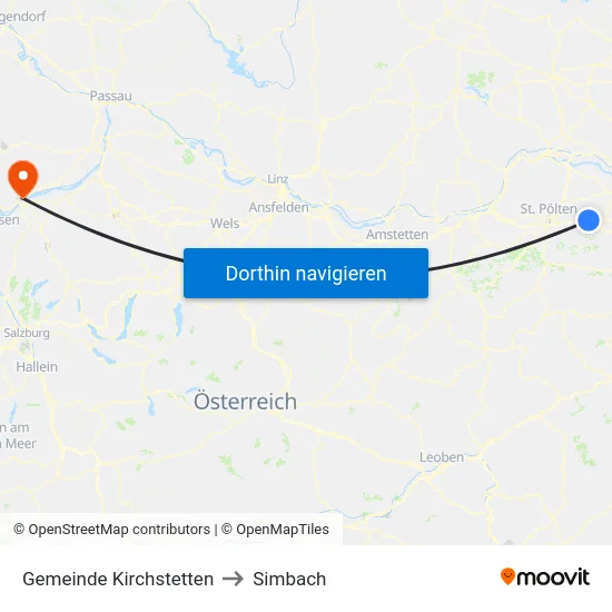 Gemeinde Kirchstetten to Simbach map