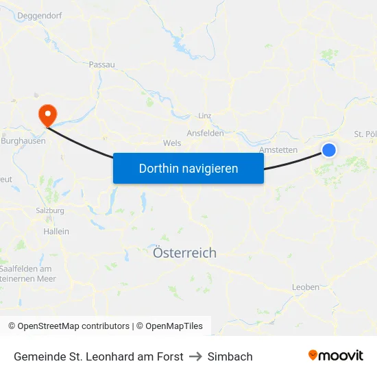 Gemeinde St. Leonhard am Forst to Simbach map