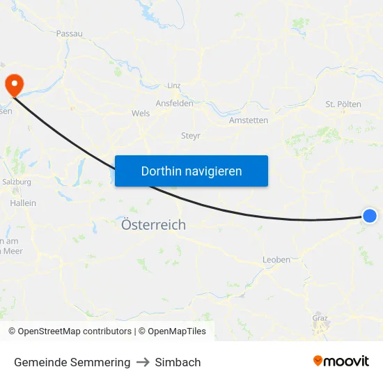 Gemeinde Semmering to Simbach map