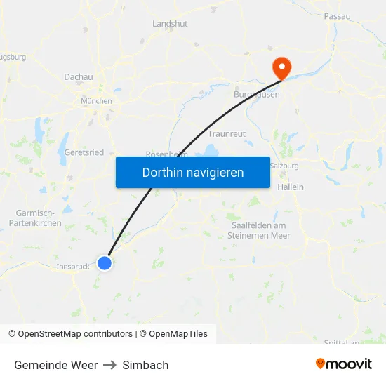 Gemeinde Weer to Simbach map