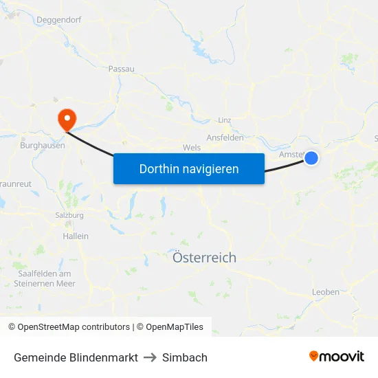 Gemeinde Blindenmarkt to Simbach map