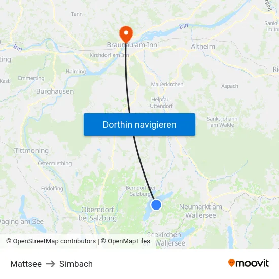 Mattsee to Simbach map