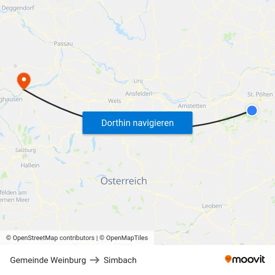 Gemeinde Weinburg to Simbach map