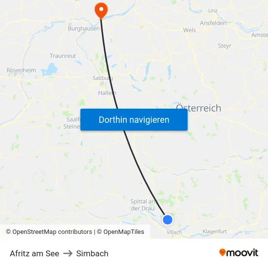 Afritz am See to Simbach map